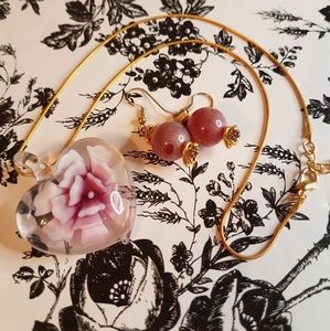 Flower necklace and earrings set jo25